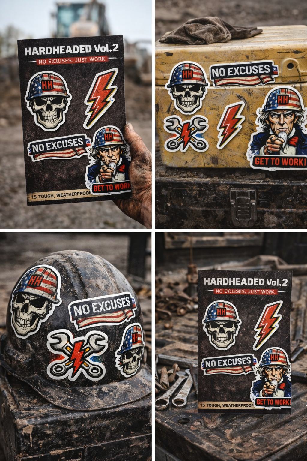 HARDHEADED Vol. 2 – “NO EXCUSES” Sticker Pack 🇺🇸