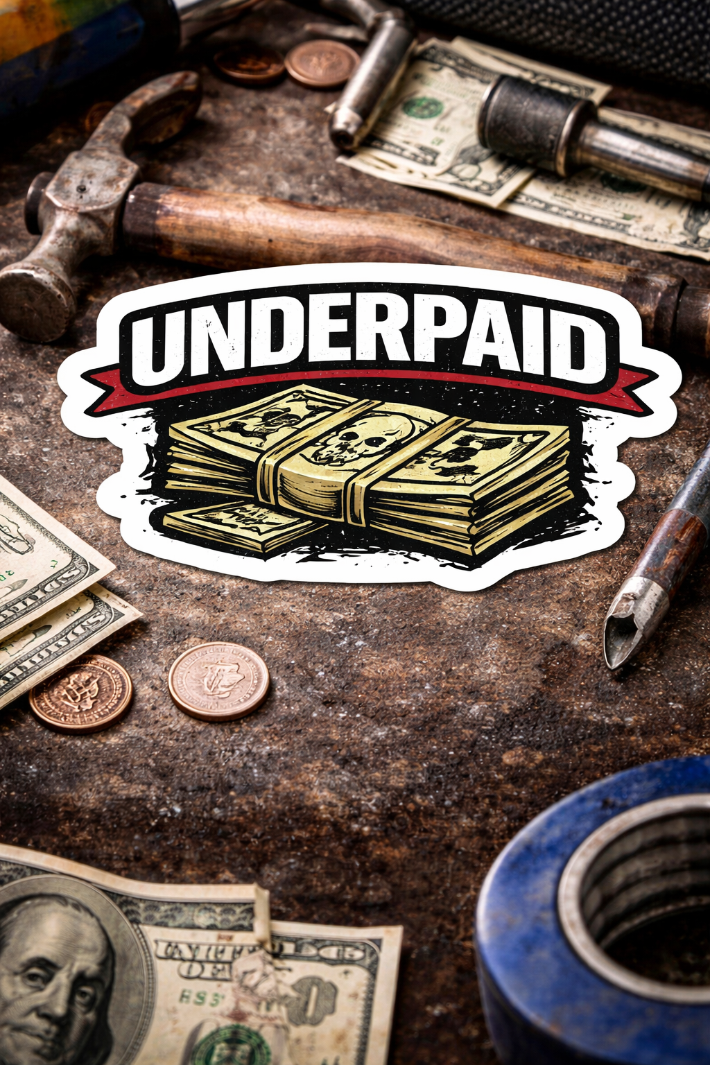 UNDERPAID Sticker