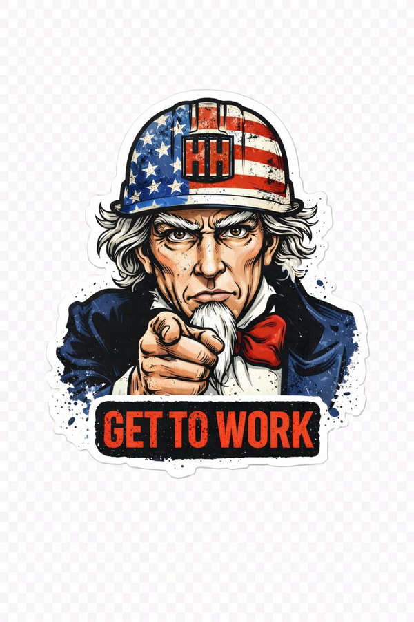 GET TO WORK- HardHat Sticker 🇱🇷